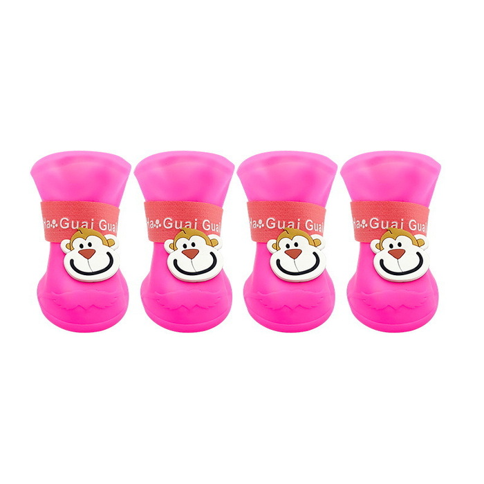 4pcs/Set Cartoon Pets Shoes Non-Slip Silicone Boots for Pet Cats & Puppys