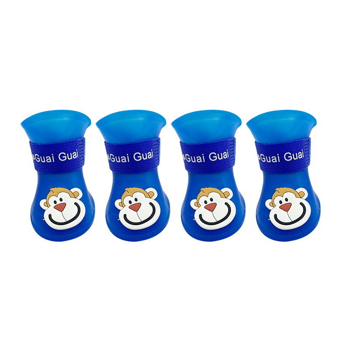 4pcs/Set Cartoon Pets Shoes Non-Slip Silicone Boots for Pet Cats & Puppys