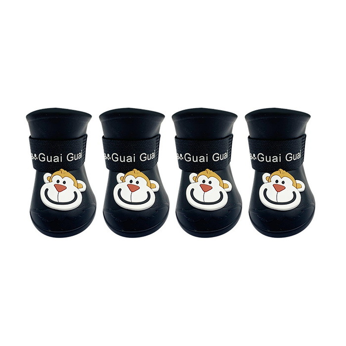 4pcs/Set Cartoon Pets Shoes Non-Slip Silicone Boots for Pet Cats & Puppys