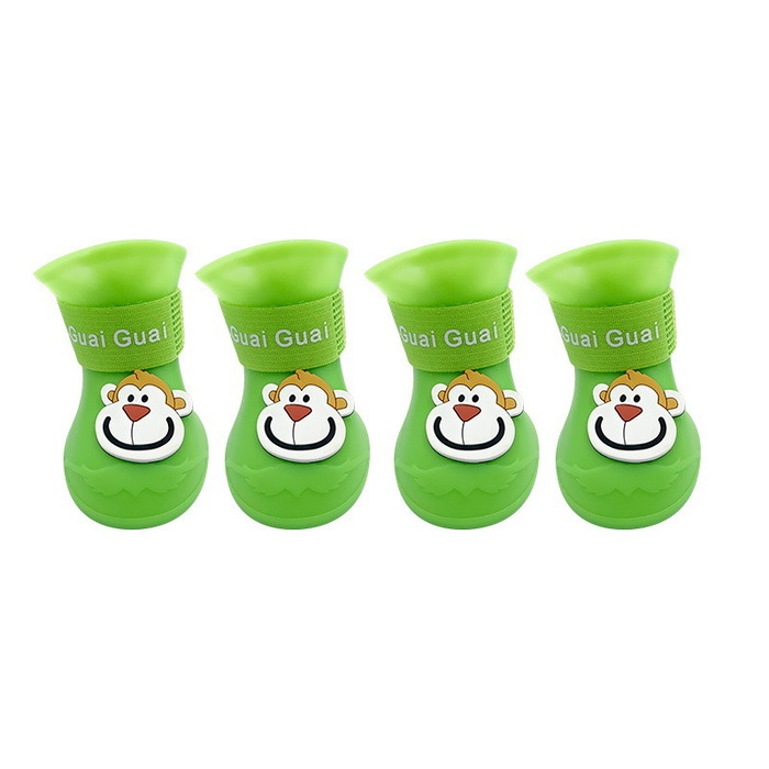 4pcs/Set Cartoon Pets Shoes Non-Slip Silicone Boots for Pet Cats & Puppys