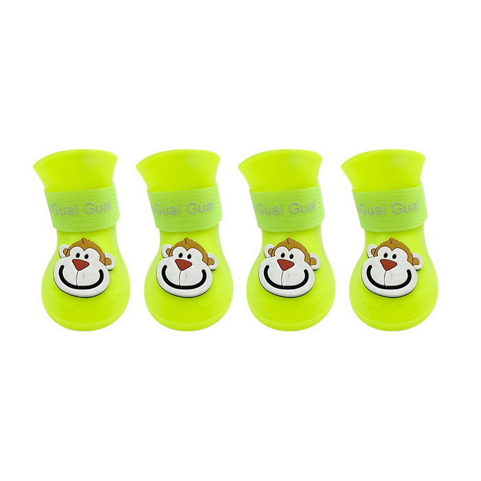 4pcs/Set Cartoon Pets Shoes Non-Slip Silicone Boots for Pet Cats & Puppys