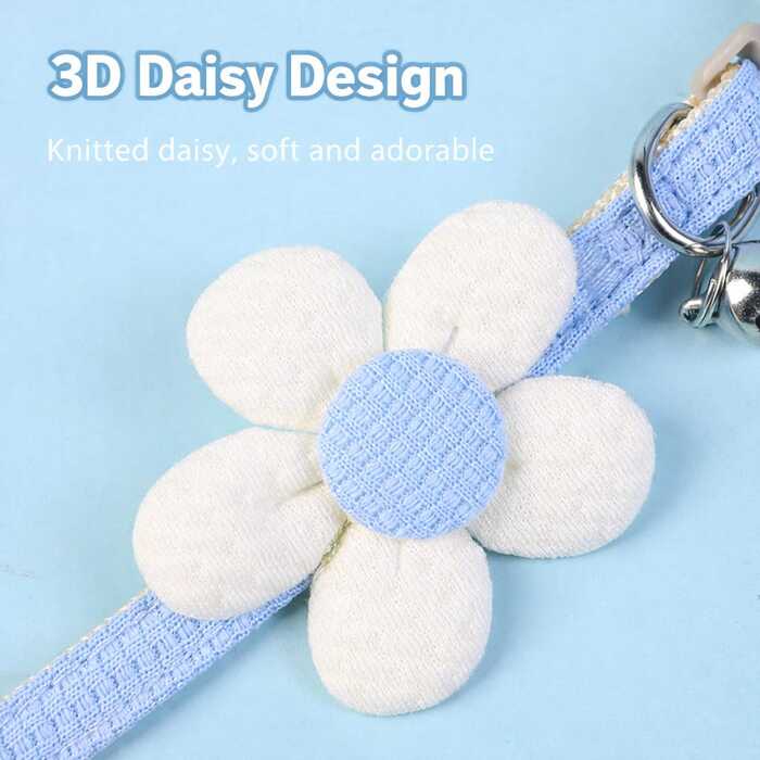 Premium Sunflower Design Cotton Fabric Pet Cat Adjustable Collar