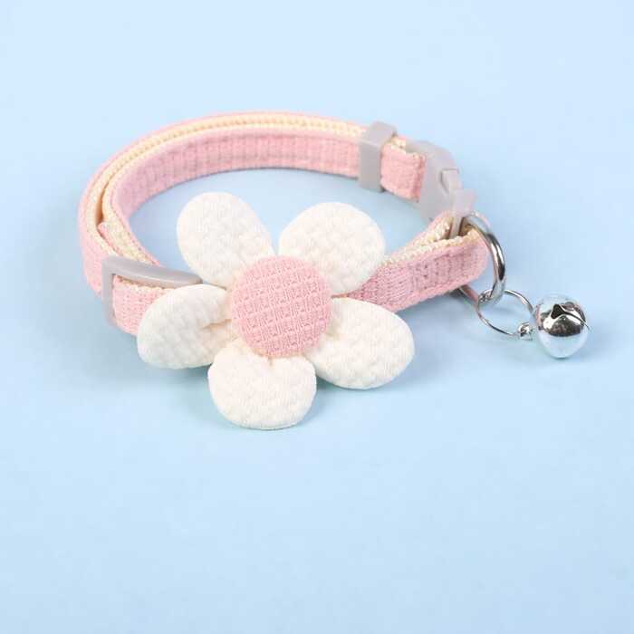 Premium Sunflower Design Cotton Fabric Pet Cat Adjustable Collar