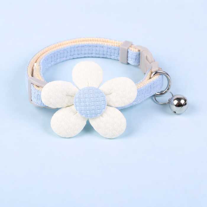 Premium Sunflower Design Cotton Fabric Pet Cat Adjustable Collar