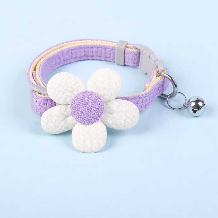 Premium Sunflower Design Cotton Fabric Pet Cat Adjustable Collar