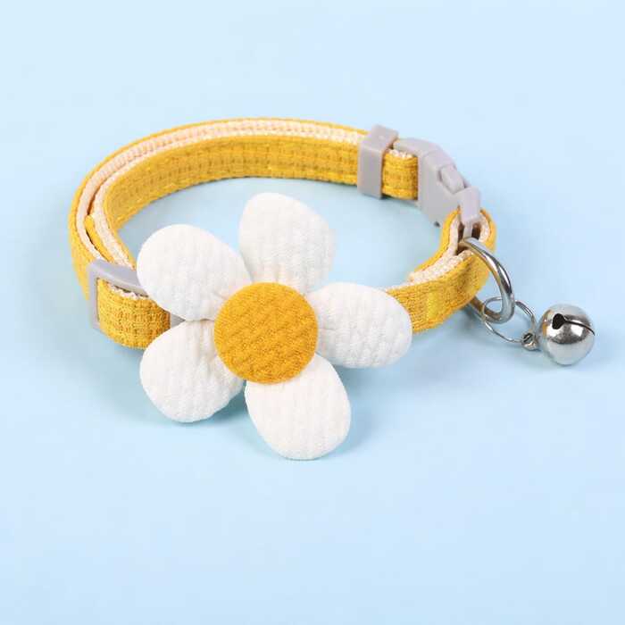Premium Sunflower Design Cotton Fabric Pet Cat Adjustable Collar