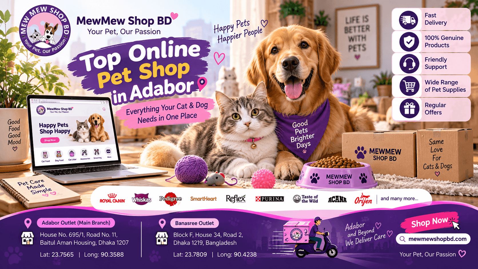 Top Online Pet Shop in Adabor: Cat & Dog Supplies