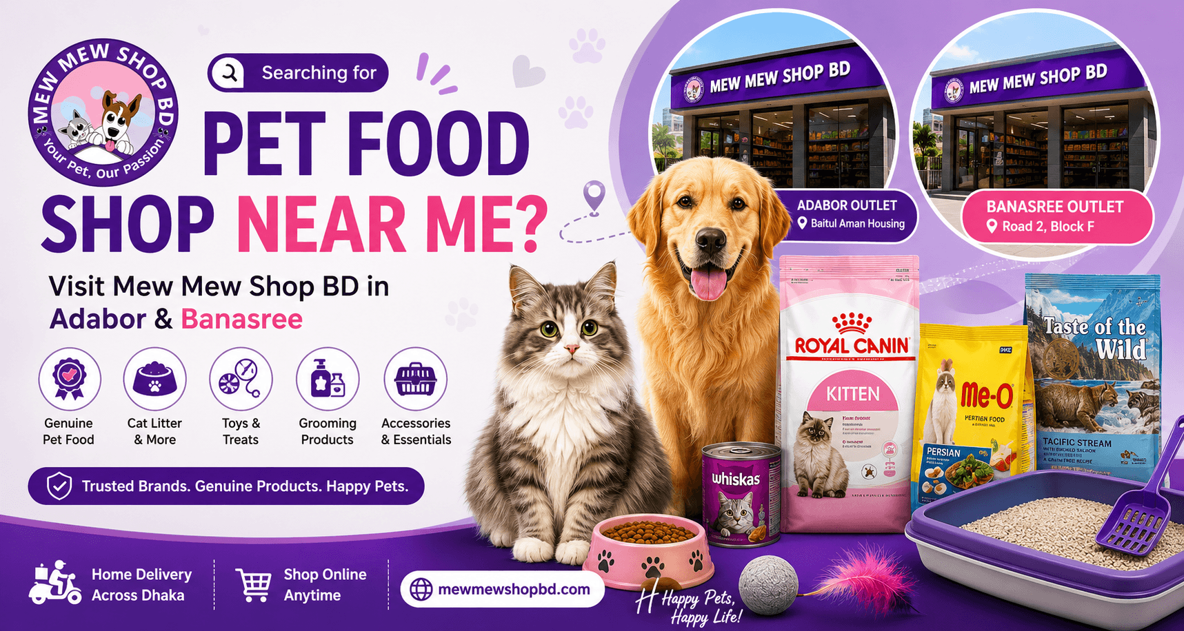 Searching for “Pet Food Shop Near Me”? Visit Mew Mew Shop BD in Adabor & Banasree