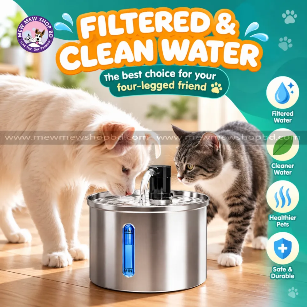 3L Automatic Pet Water Fountain 304 Stainless Steel Cat Dog Water Fountain Ultra-Quiet Pump Cat Dog Bowl Fountain with Light for Cats Dogs (Model C)