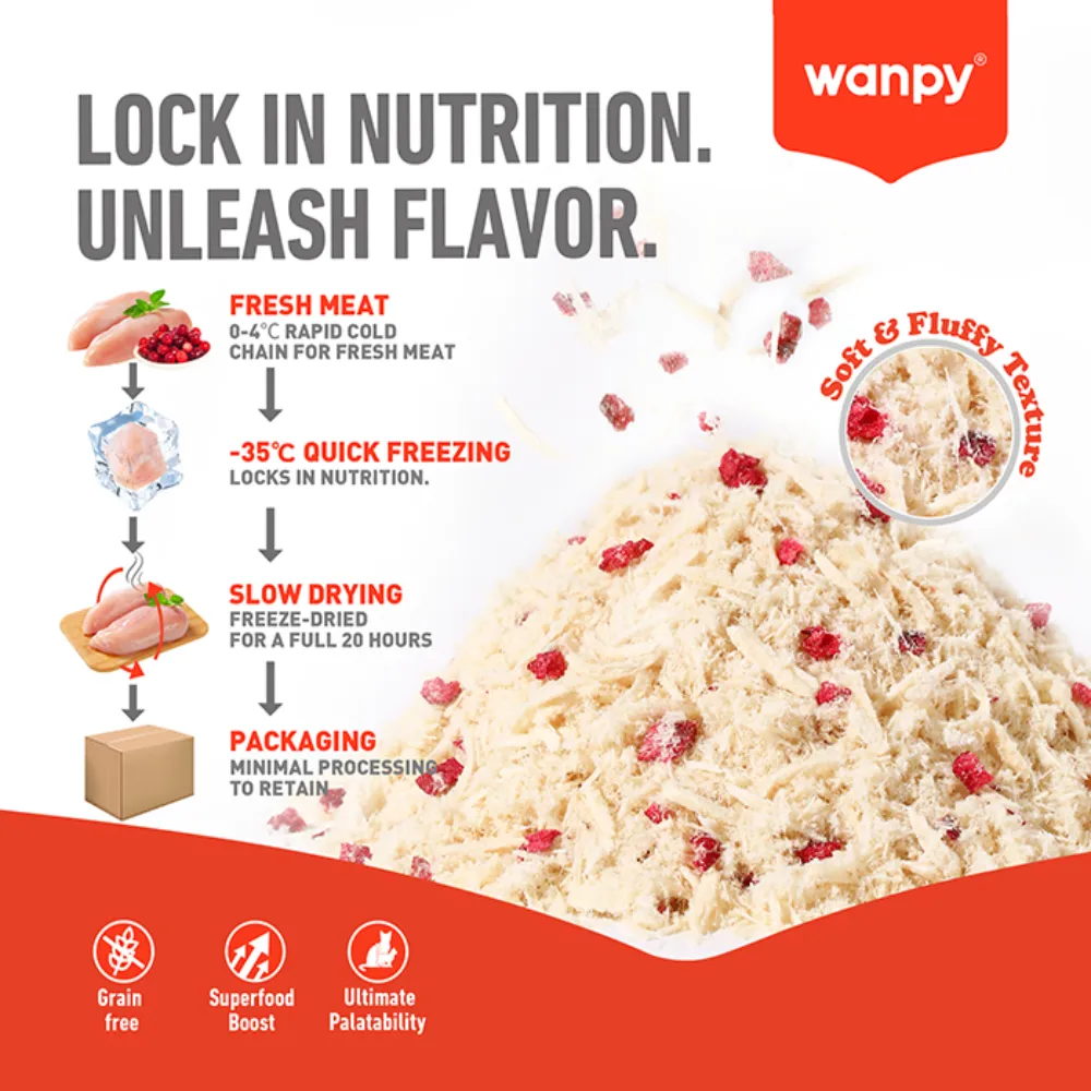 Wanpy Freeze Dried Fluffy Topper Chicken & Cranberry 30gm