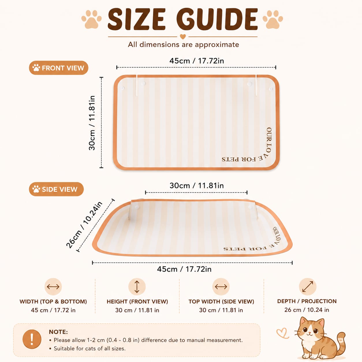 Anti Spill Strip Pattern Pet Feeding Mat Waterproof Half Surround Design for Pet Cat (Random Color)
