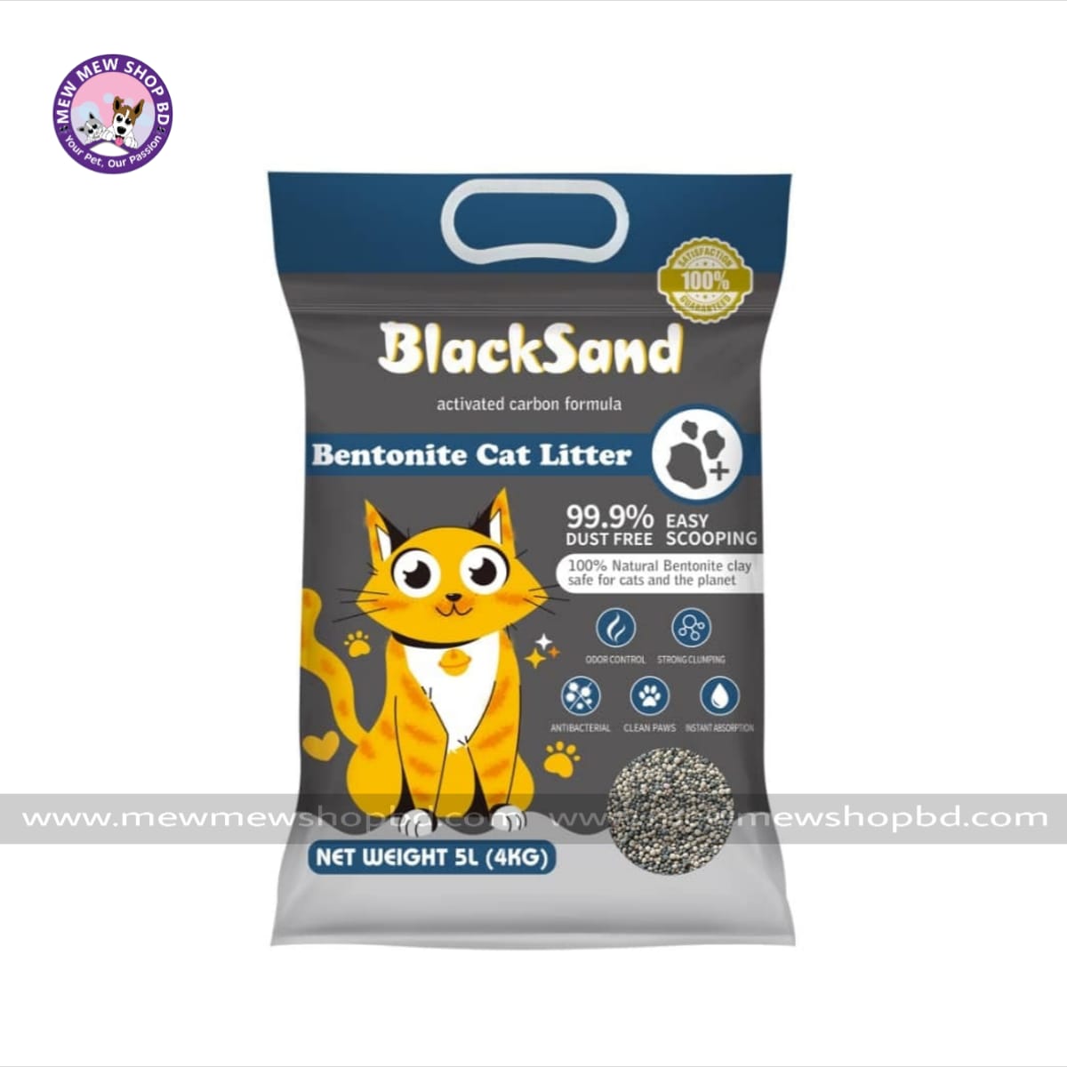 BlackSand Activated Carbon Bentonite Cat Litter Unscented 5L