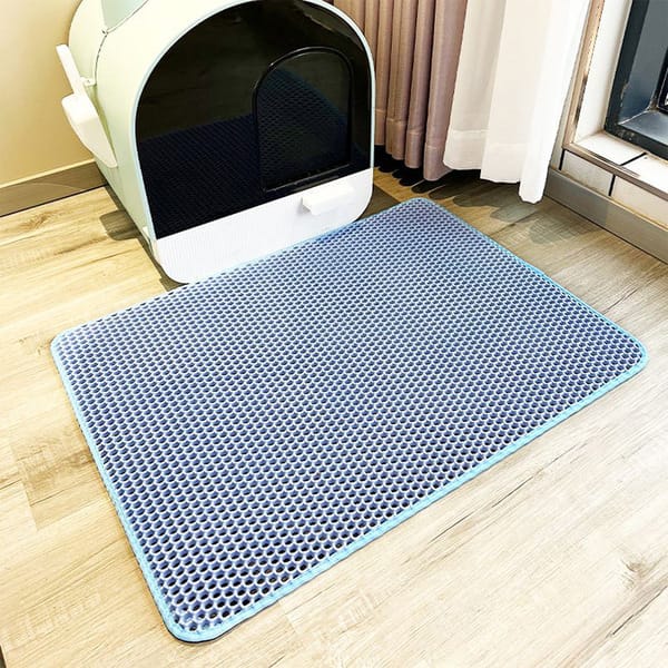 Waterproof Nonslip Double Layer Pet Cat Litter Box Mat with Adhesive Tape