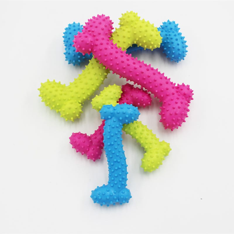 Cat & Dog Chew Rubber Bone for Teething & Training (Random Color)