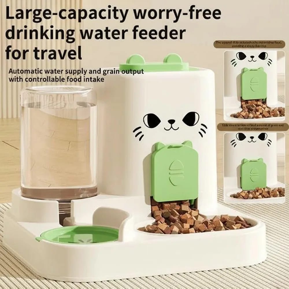Cat Ear Design 2-in-1 Food & Water Dispenser for Cats & Dogs