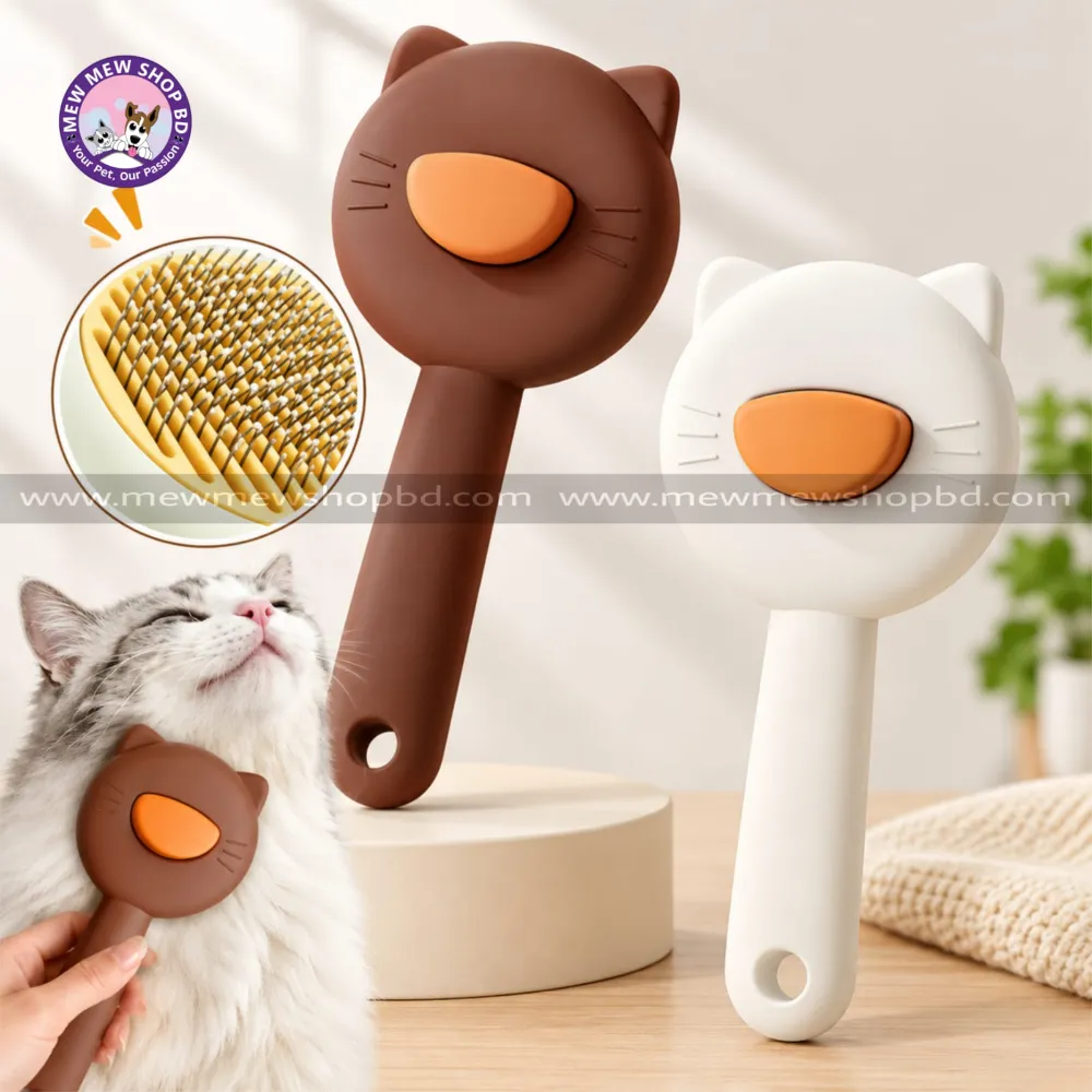 Cat Face Design Self-Cleaning Grooming Brush for Cats & Puppies