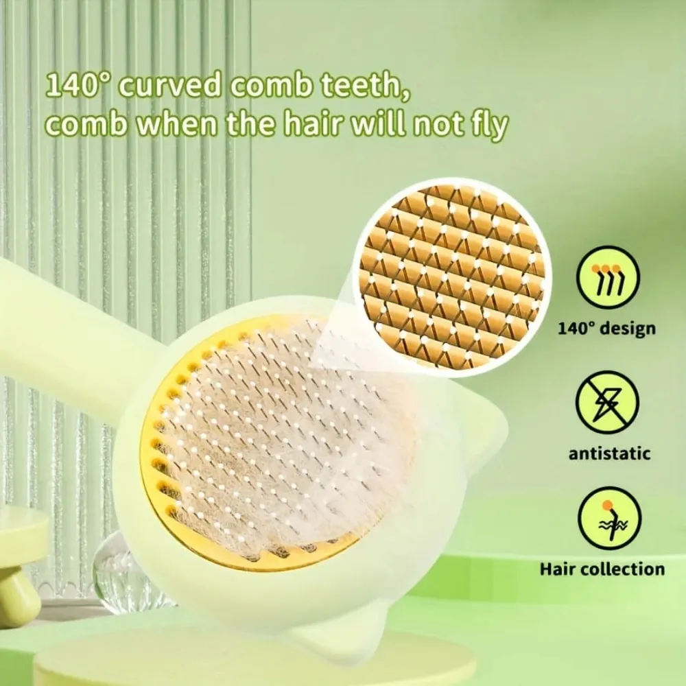 Cat Face Design Self-Cleaning Grooming Brush for Cats & Puppies