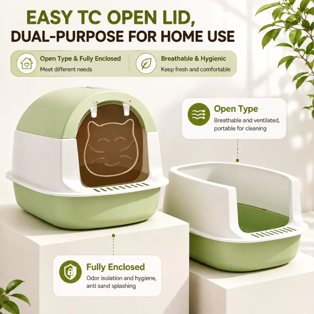 Cat Face Door Twin System Detachable Closed Litter box with Scoop for Pet Cat (Inside Dhaka Only)