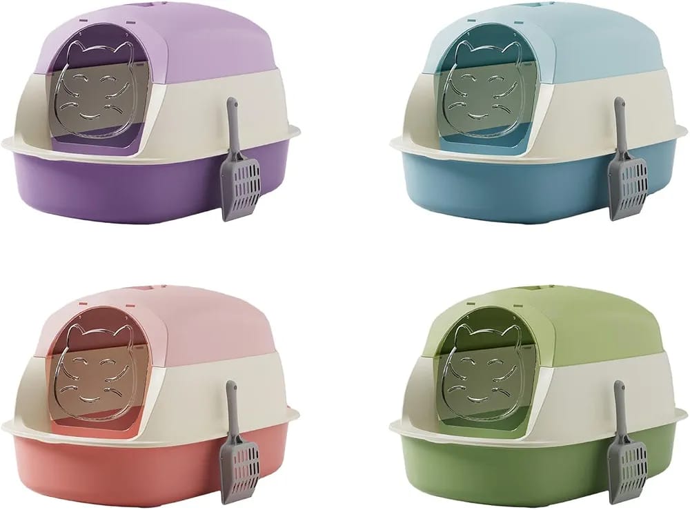 Cat Face Door Twin System Detachable Closed Litter box with Scoop for Pet Cat (Inside Dhaka Only)