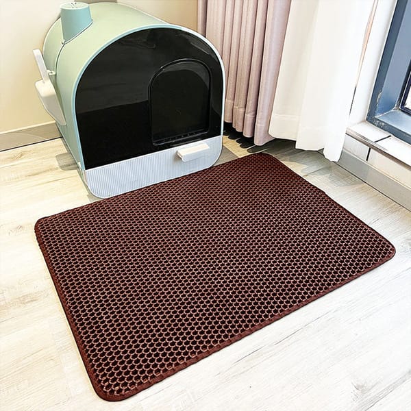 Waterproof Nonslip Double Layer Pet Cat Litter Box Mat with Adhesive Tape