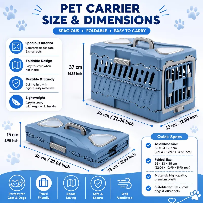 Collapsible Extra Large Size Portable Carrier Box Cage for Pet Cat Puppy & Others