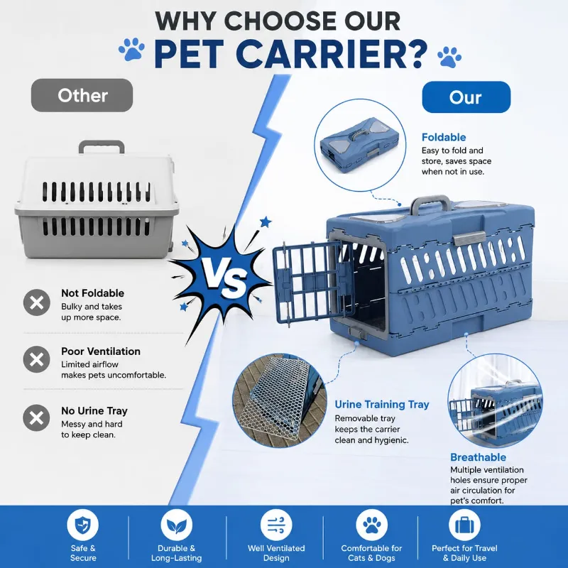 Collapsible Extra Large Size Portable Carrier Box Cage for Pet Cat Puppy & Others