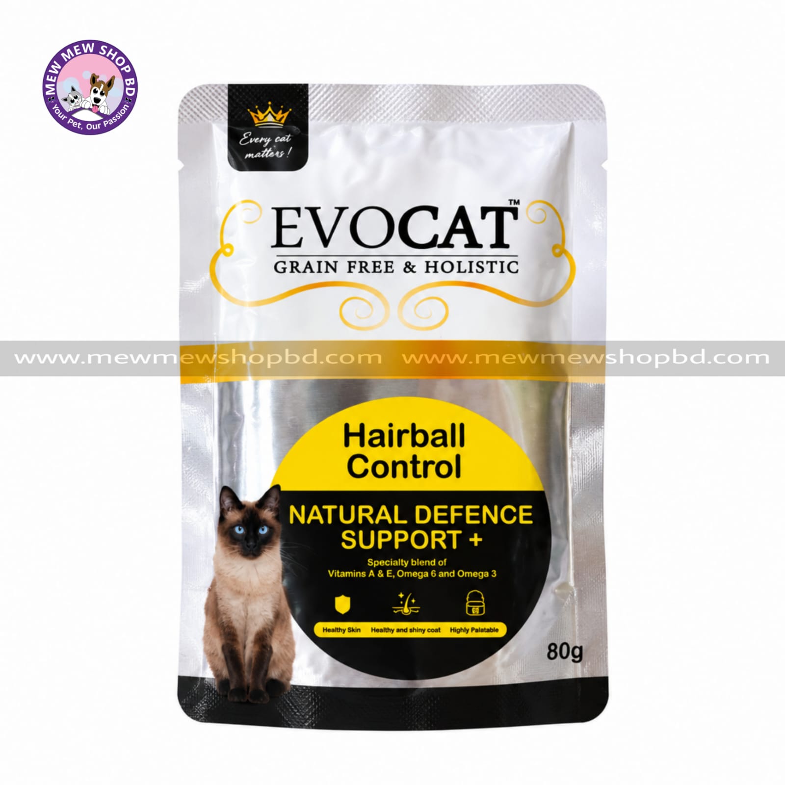 EvoCat Grain Free & Holistic Hairball Control All Life Stage Cat Pouch 80g
