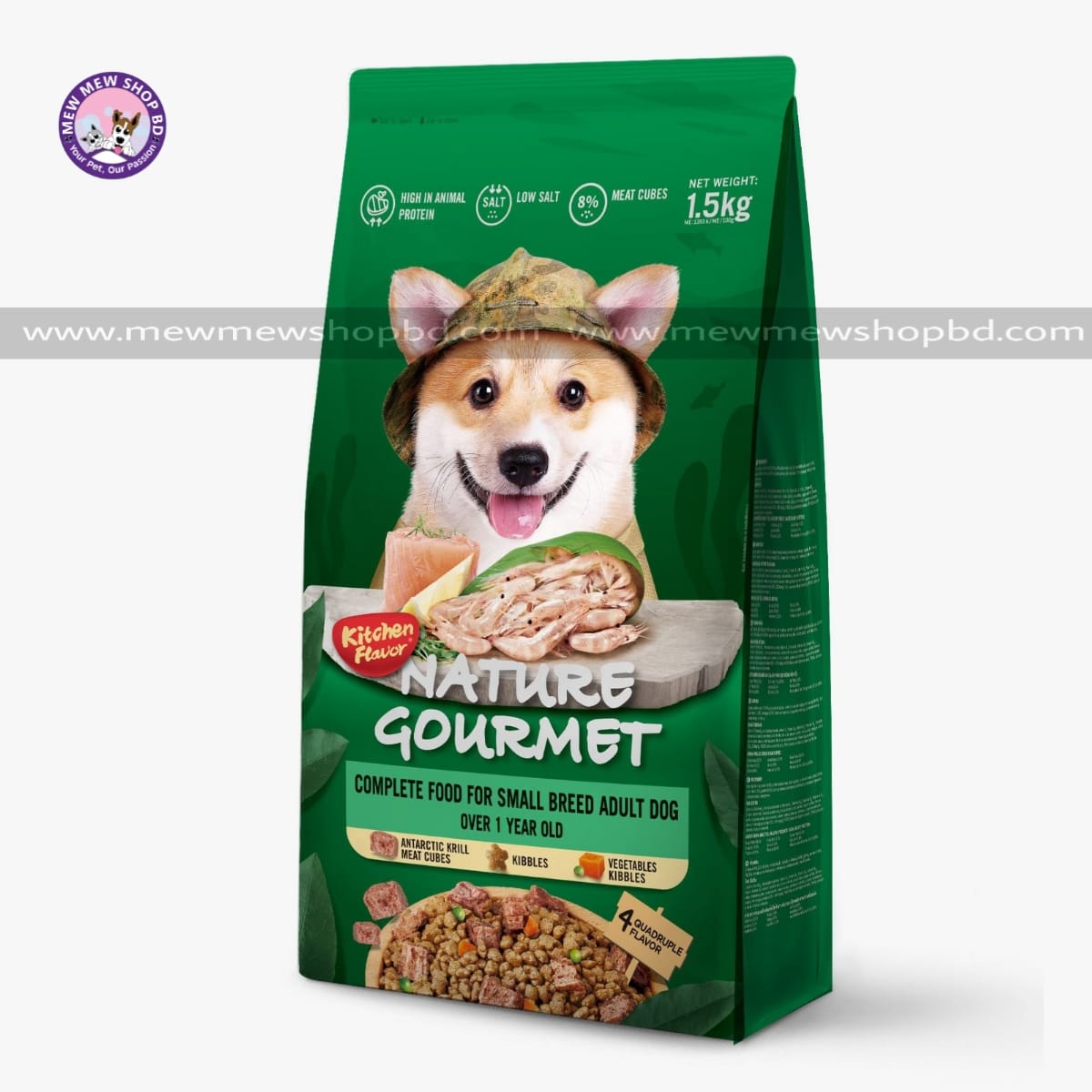 Kitchen Flavor Nature Gourmet Antarctic Krill Complete Food for Small Breed Adult Dog 1.5kg