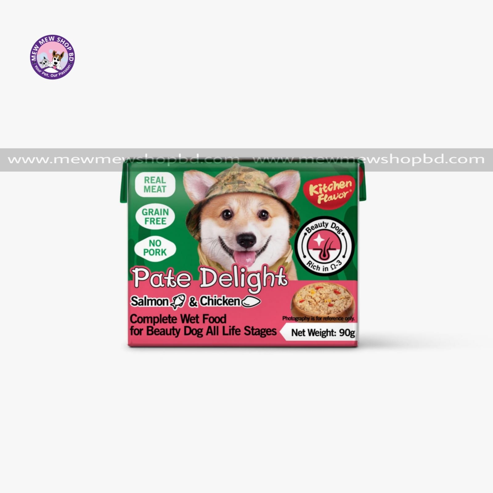 Kitchen Flavor Pate Delight Salmon Complete Wet Food for Beauty Dog for All Life Stages 90g