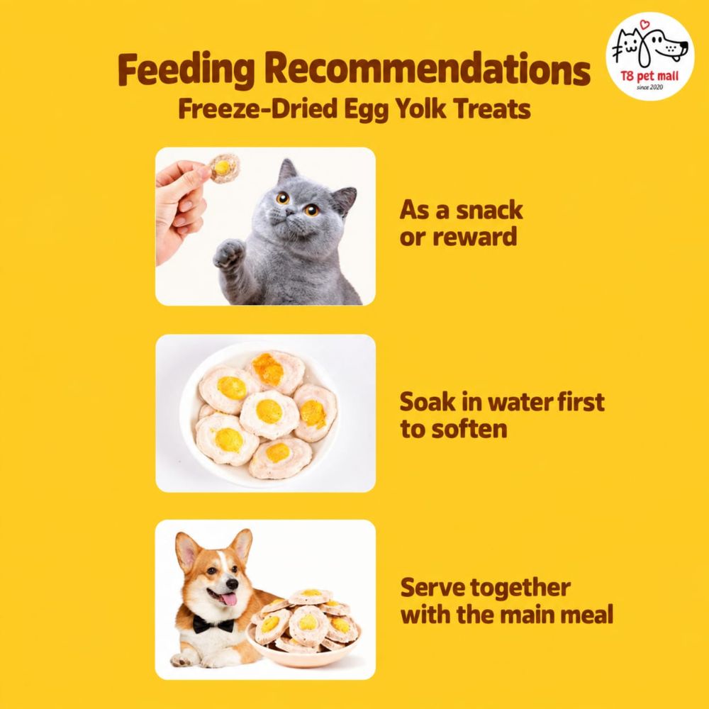 Kitten's story Freeze Dried Poached Egg with Chicken Breast, Egg Yolk & Goat Milk Treat for Cats & Dogs 50g