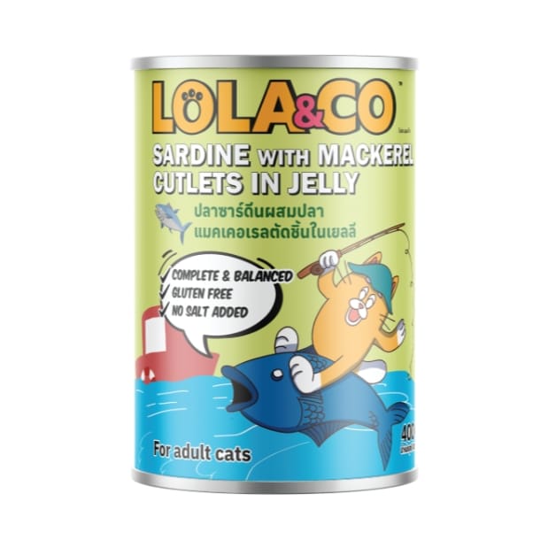 Lola & Co Adult Can Cat Food Sardine with Mackerel Cutlets In Jelly 400gm
