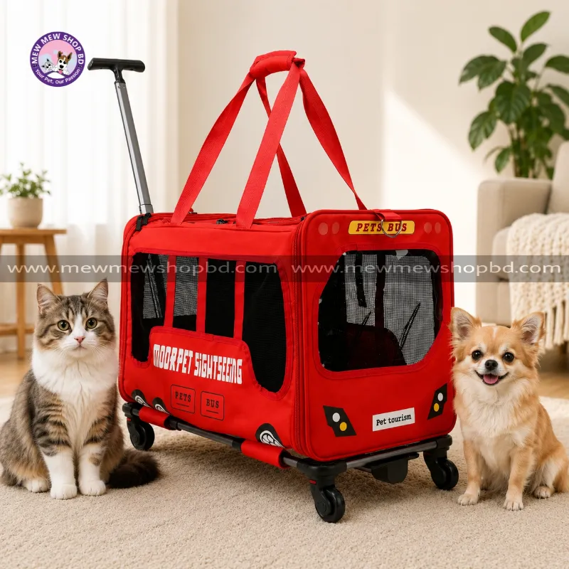 Moorpet Pet Bus Sightseeing Portable Large Capacity Trolley Bag for Pet Cat & Puppy
