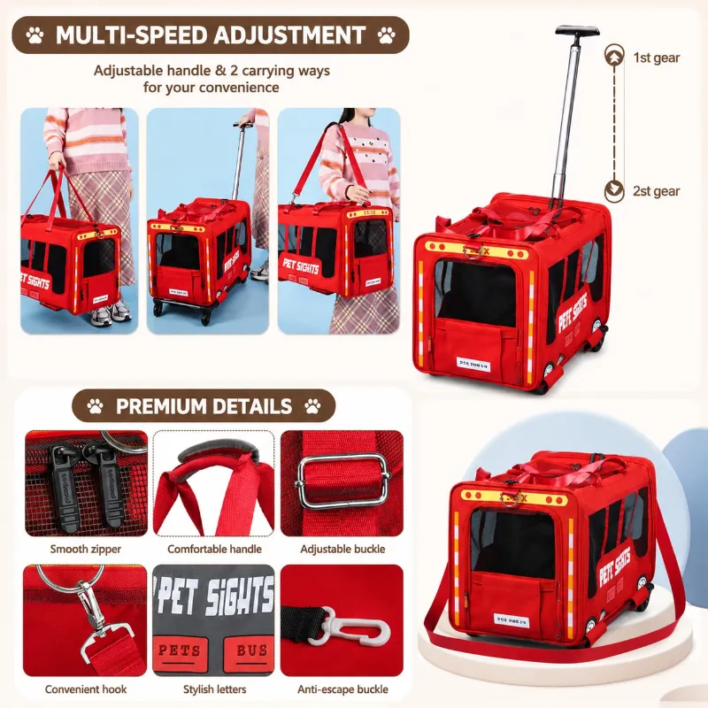 Moorpet Pet Bus Sightseeing Portable Large Capacity Trolley Bag for Pet Cat & Puppy