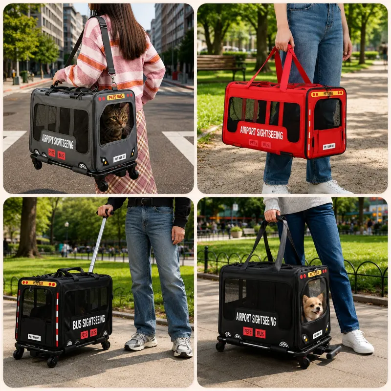 Moorpet Pet Bus Sightseeing Portable Large Capacity Trolley Bag for Pet Cat & Puppy
