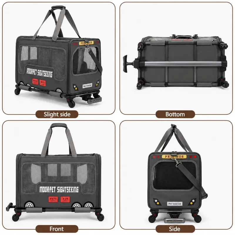 Moorpet Pet Bus Sightseeing Portable Large Capacity Trolley Bag for Pet Cat & Puppy