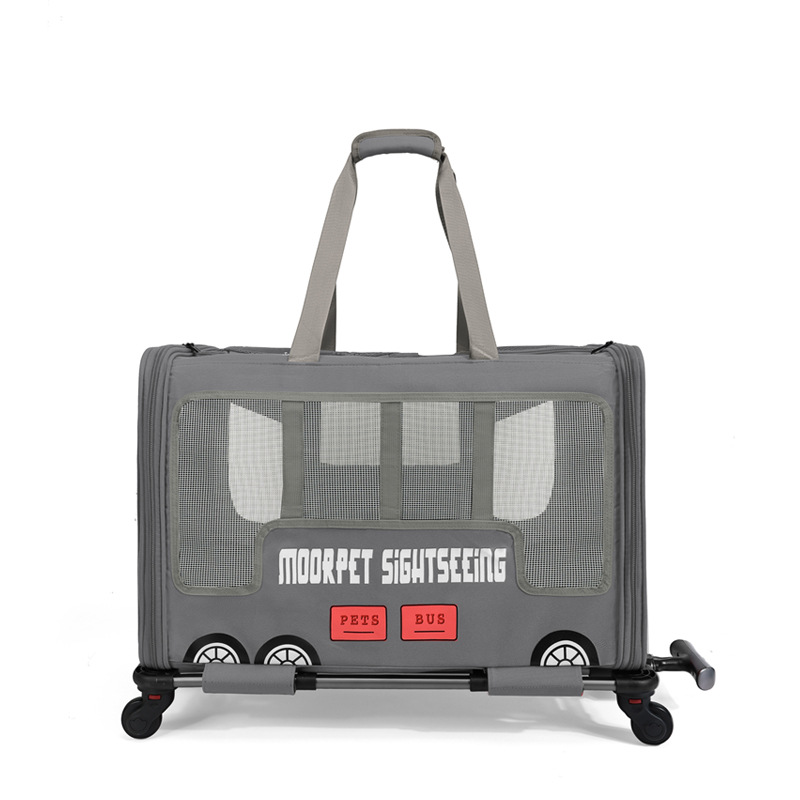 Moorpet Pet Bus Sightseeing Portable Large Capacity Trolley Bag for Pet Cat & Puppy