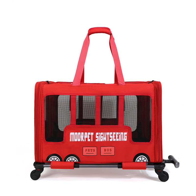 Moorpet Pet Bus Sightseeing Portable Large Capacity Trolley Bag for Pet Cat & Puppy