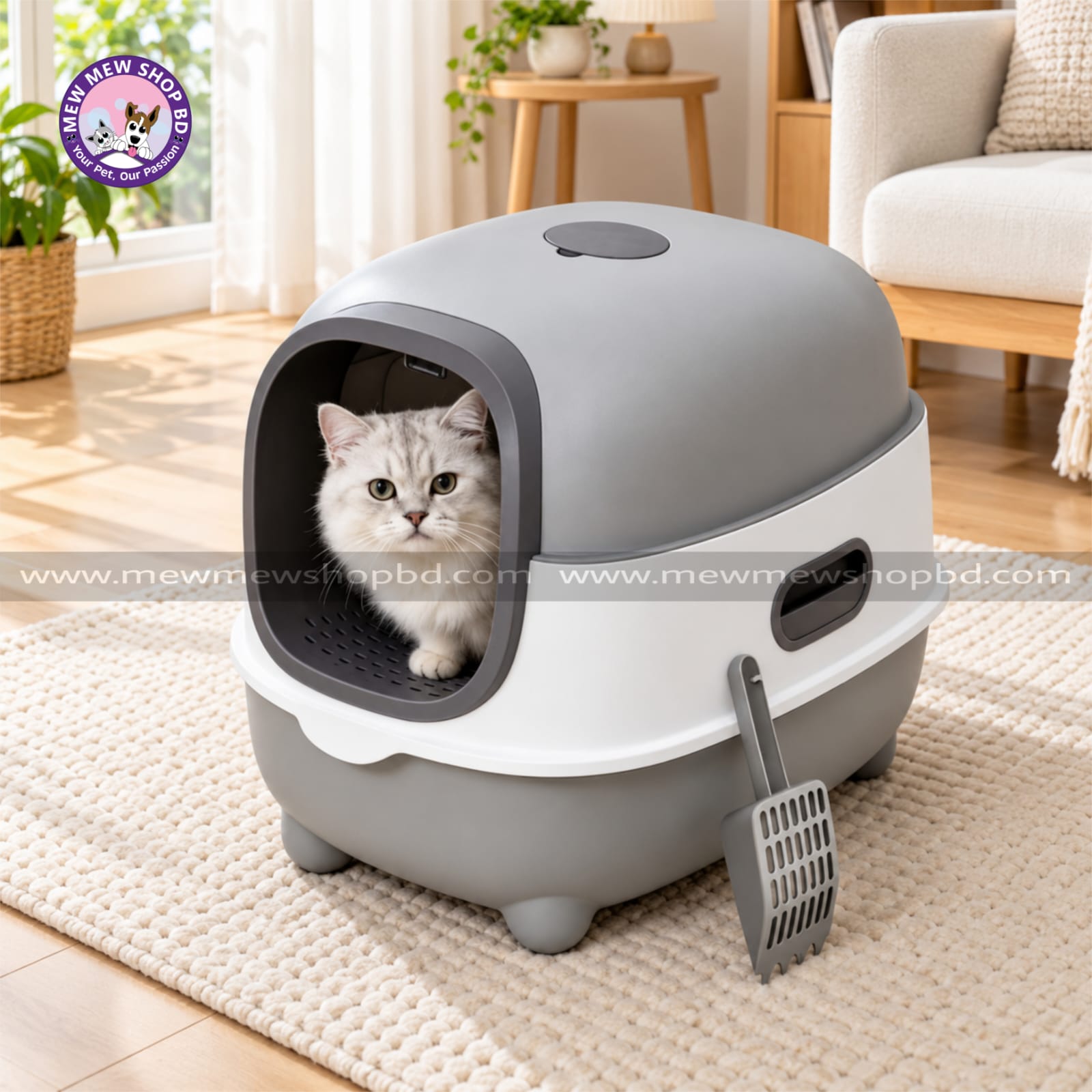 Multifunctional Premium Front Door Closed Litter Box with Scoop with Single Door (Inside Dhaka Only)