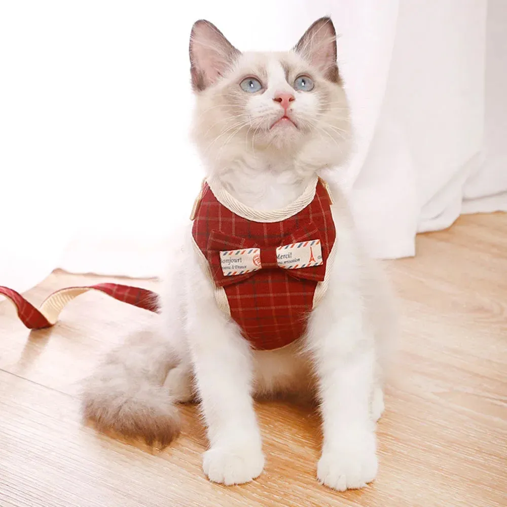 Multiple Printed Super Premium Bow Tie Designed Harness for Pet Cat & Puppy