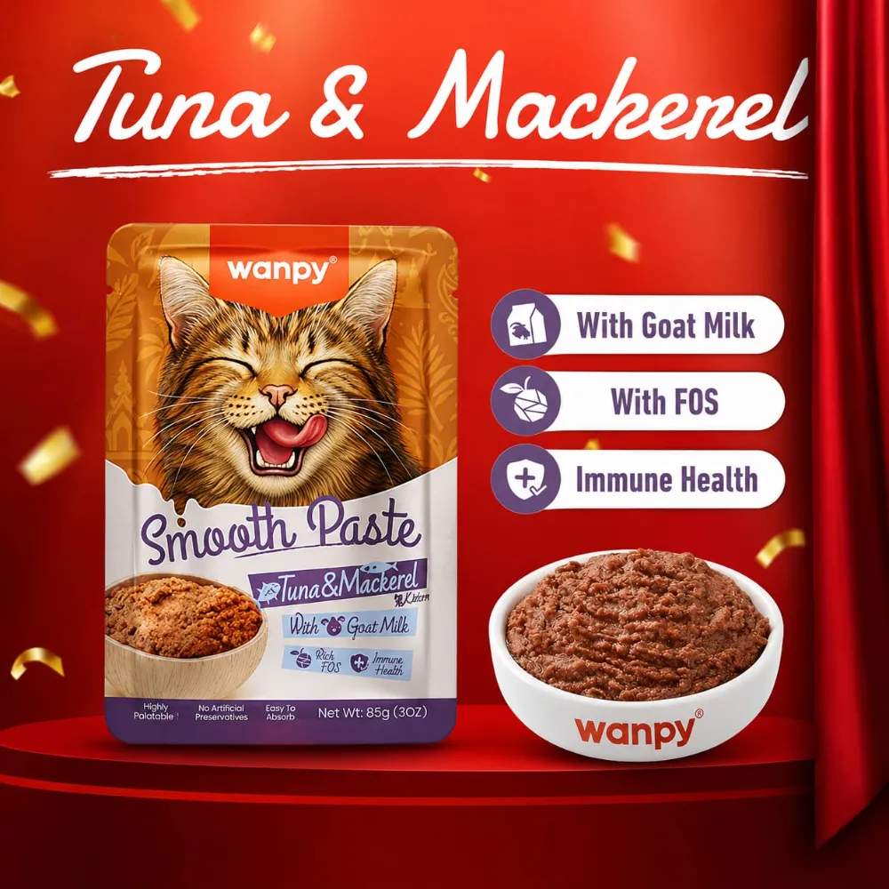 Wanpy Smooth Paste Pouch for Kitten Tuna & Mackerel 85gm