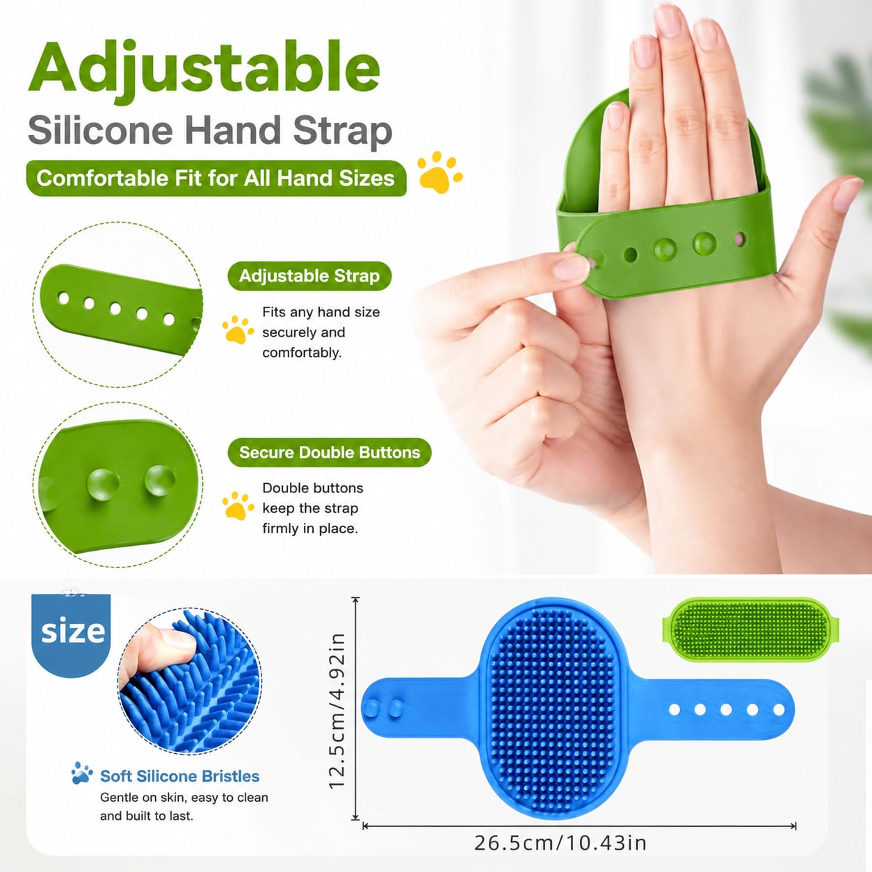 Oval Shape Pet Bath Massage/ Grooming Brush for Cat & Dogs