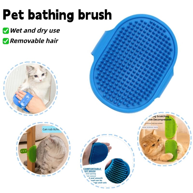 Oval Shape Pet Bath Massage/ Grooming Brush for Cat & Dogs