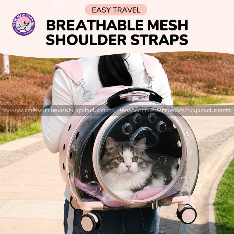Paw Cat travel Backpack Trolley Cage Transparent Portable Large Capacity Bag for Pet Cat & Puppy (Inside Dhaka only)