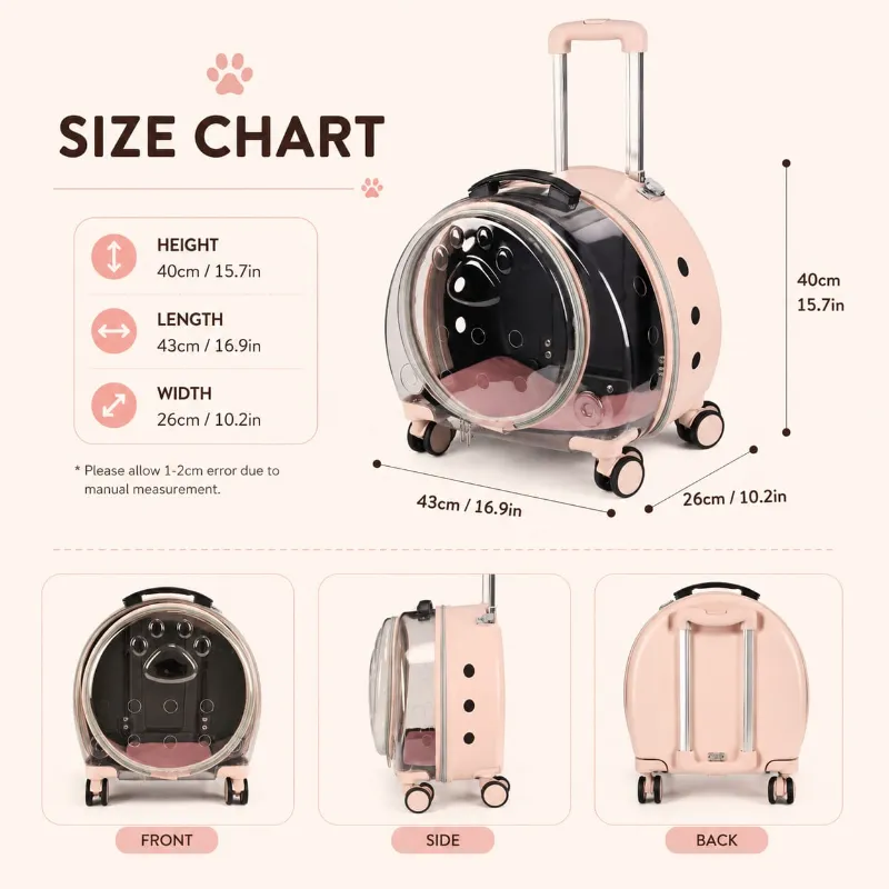 Paw Cat travel Backpack Trolley Cage Transparent Portable Large Capacity Bag for Pet Cat & Puppy (Inside Dhaka only)