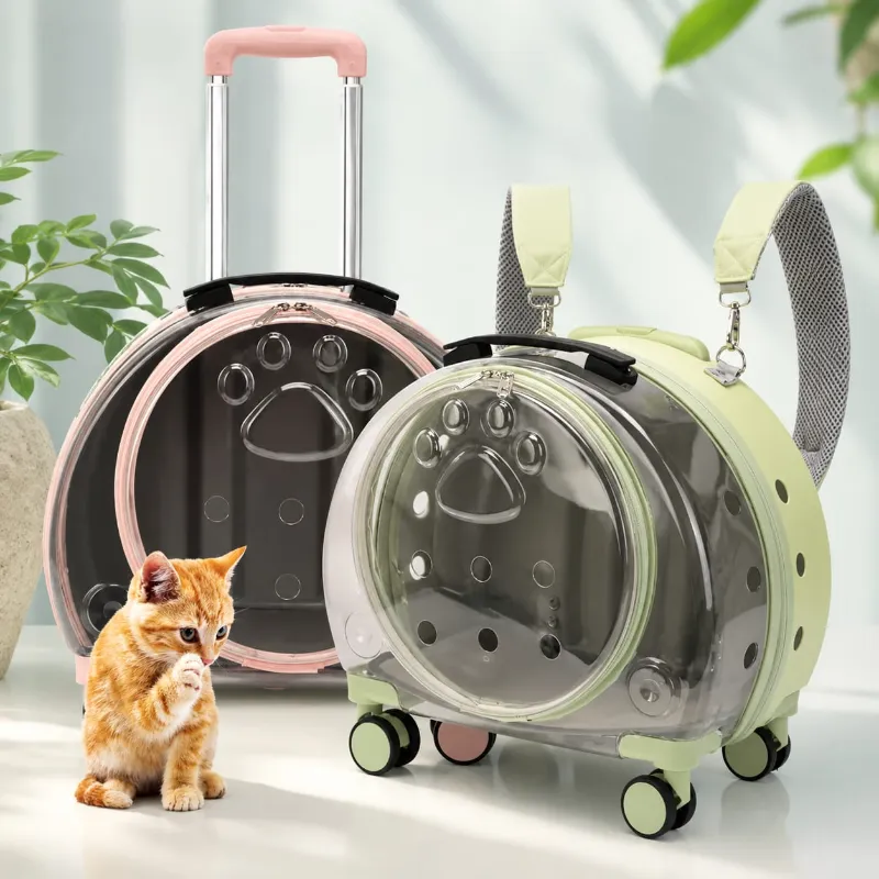 Paw Cat travel Backpack Trolley Cage Transparent Portable Large Capacity Bag for Pet Cat & Puppy (Inside Dhaka only)