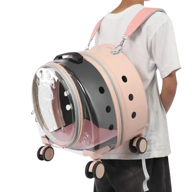 Paw Cat travel Backpack Trolley Cage Transparent Portable Large Capacity Bag for Pet Cat & Puppy (Inside Dhaka only)