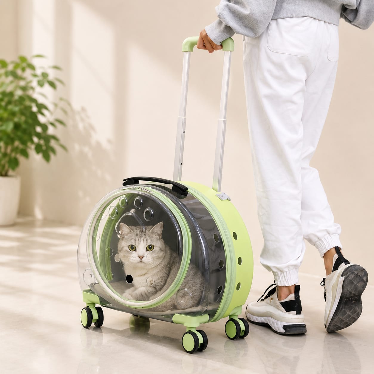 Paw Cat travel Backpack Trolley Cage Transparent Portable Large Capacity Bag for Pet Cat & Puppy (Inside Dhaka only)