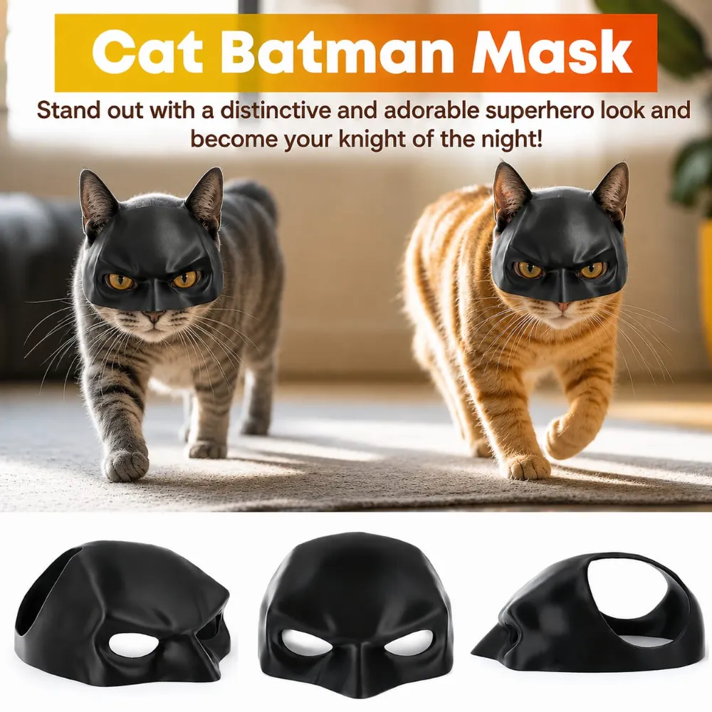 Pet Cat Batman Mask Costume for Halloween or Daily Fun Cosplay