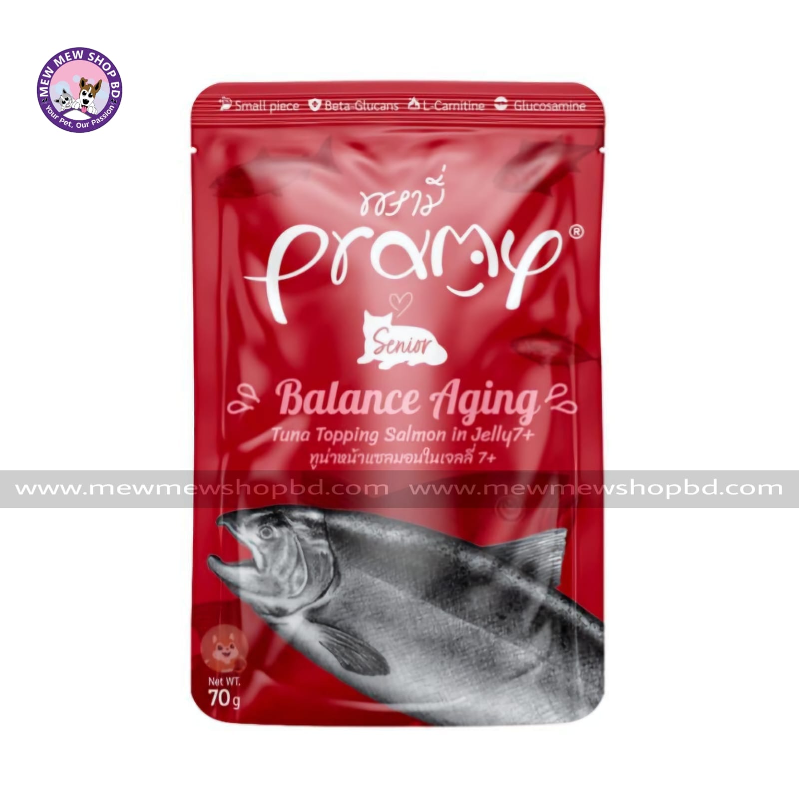 Pramy BALANCE AGING Tuna Topping Salmon in Jelly for Senior Cats (7+) 70gm