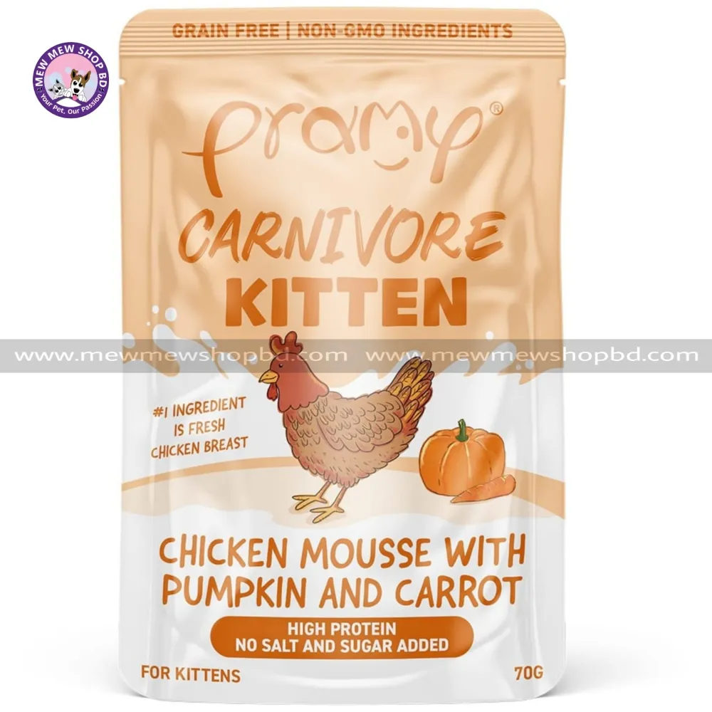 Pramy Carnivore Pouch Chicken Mousse with Pumpkin & Carrot for Kittens 70g